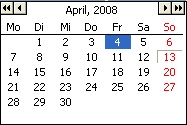 Datumsauswahl über einen Kalender